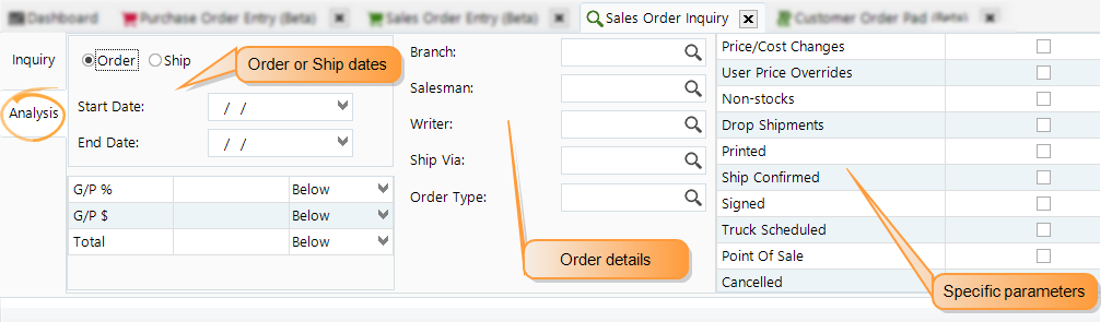 Search / view sales orders