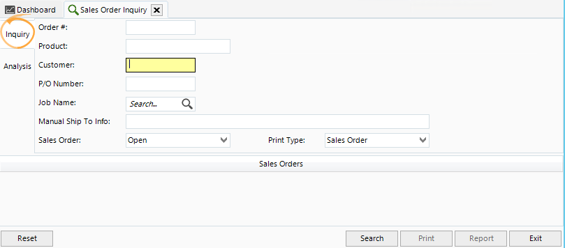 Search / view sales orders